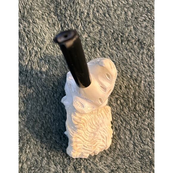 Unused Meerschaum Pipe Hand Carved Bearded Man Smoking Pipe - Picture 6 of 10